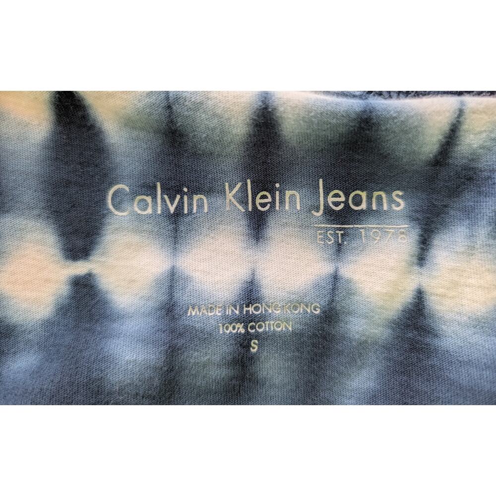 Y2K Edgy Tie Dye Abstract Optical Illusion Skull Graphic T-Shirt Calvin Klein S - Picture 7 of 7